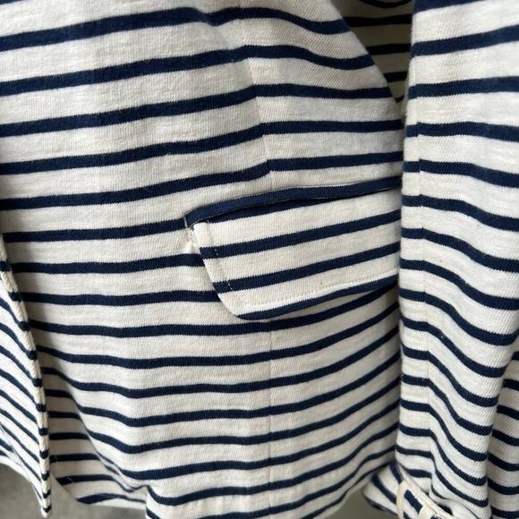 J.CREW size M blazer cream with navy stripes cotton - Picture 4 of 11